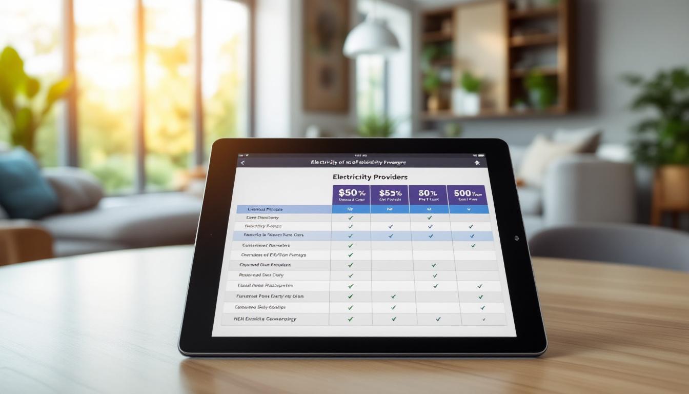 Tableau comparatif des fournisseurs d'électricité : prix et options